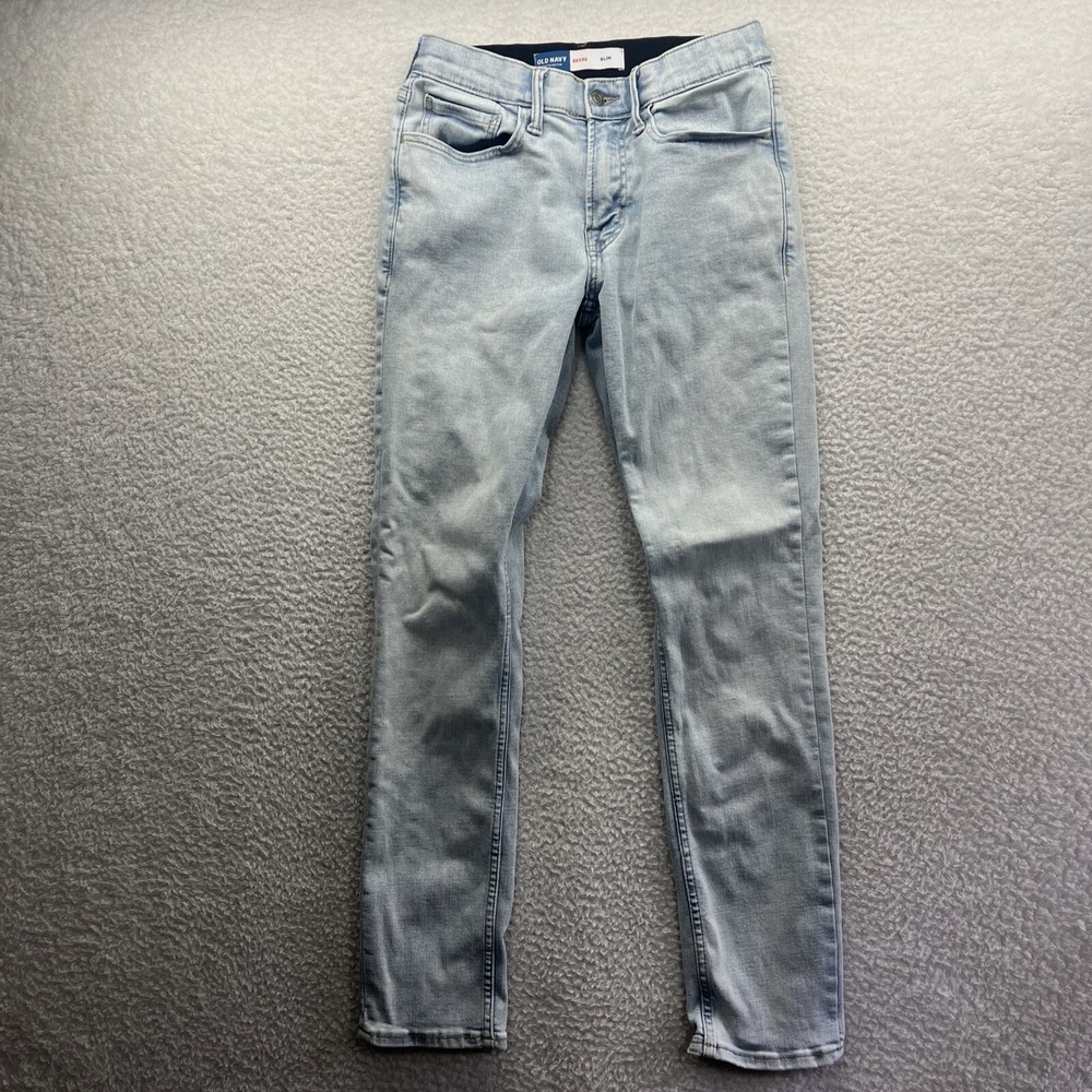 Old Navy Jeans Womens 29x30 Blue Light Wash Slim Leg Stretch Denim Fits 27x28